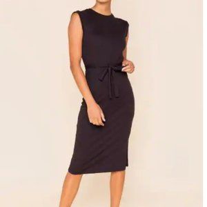 Francesca's Synthia Black Ribbed Knit Midi Dress